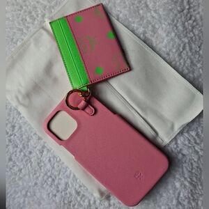 MCM Pink and Green Card Holder And Lanyard Set - NWT